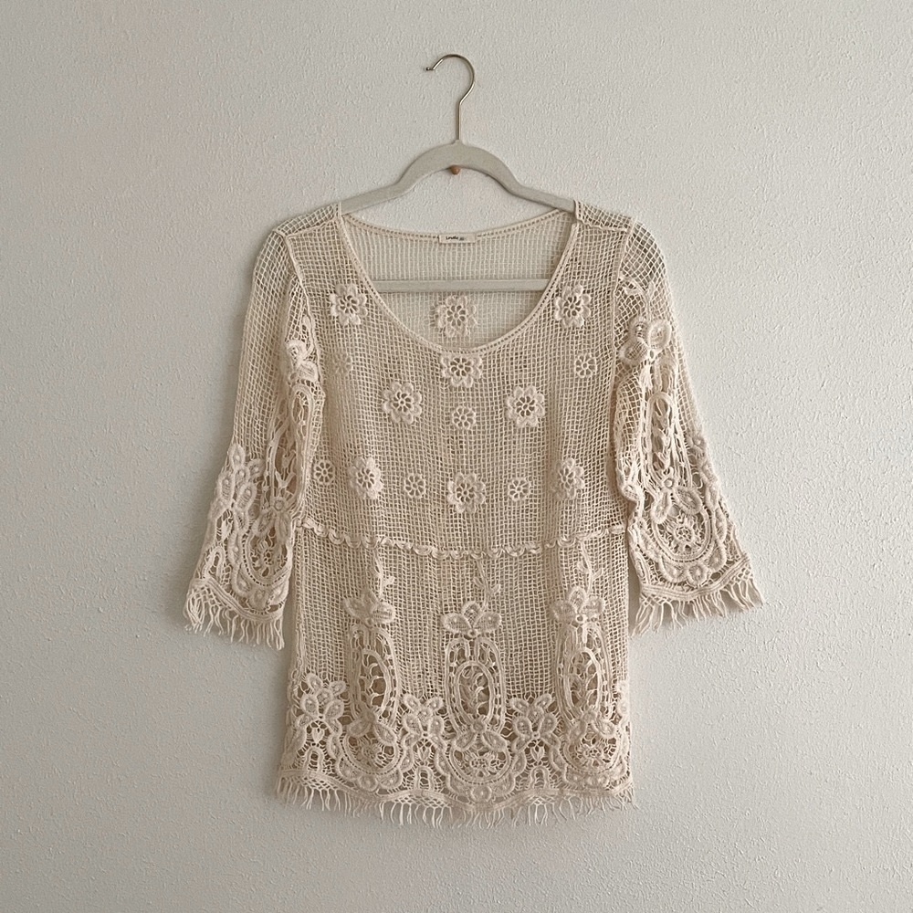 Lovely 153 Crochet Top Scoop Coverup Coastal Grandma Beach